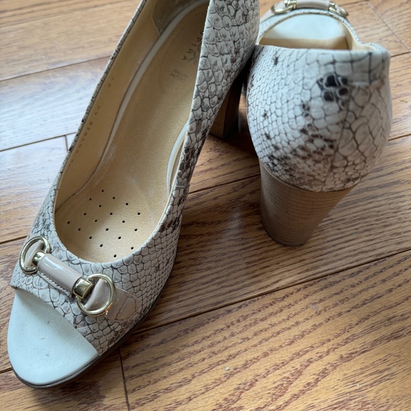 Geox Open Toe Italian Leather Snakeskin Pumps Size 40 EU - Picture 6 of 7